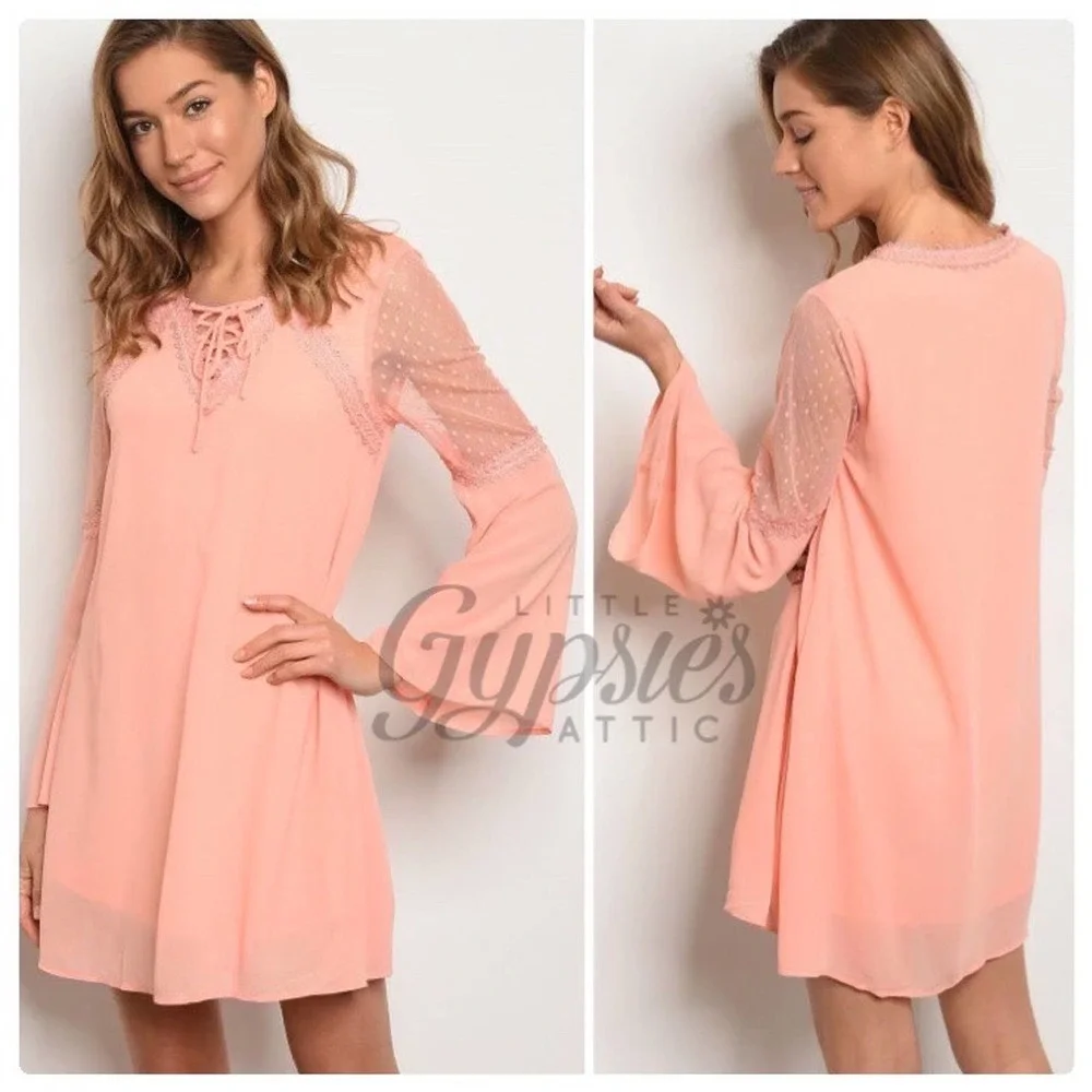 Peach Love and Lace Tunic Dress - Picture 3 of 10